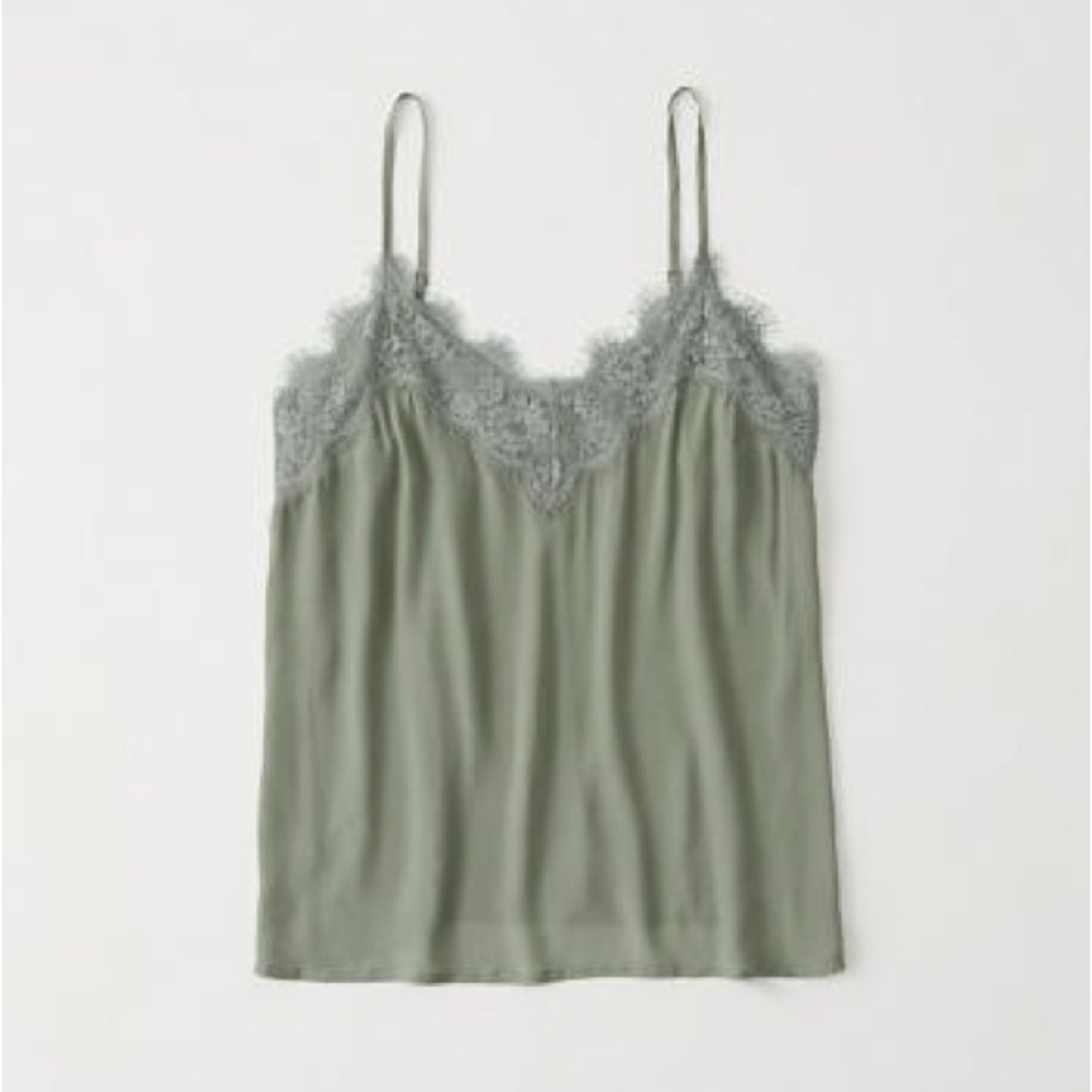 Abercrombie & Fitch Light Olive Green Lace Trim Camisole